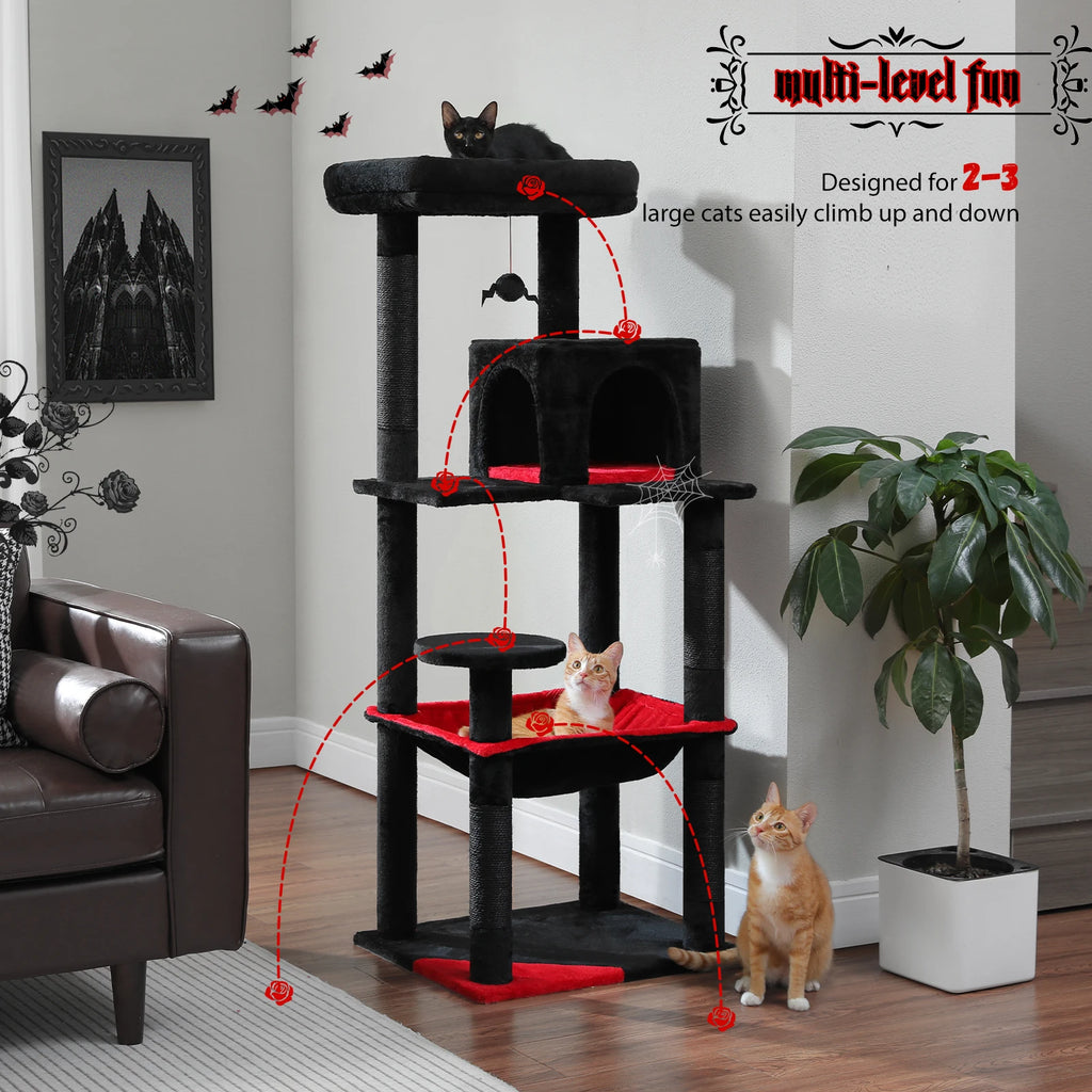 Árbol para gatos de interior de 143 cm, con 5 niveles