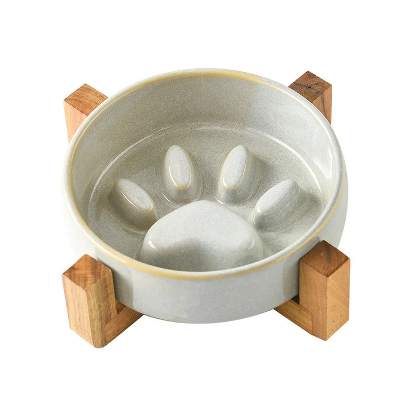 Japanese Style Ceramic Pet Bowl for Dogs and Cats, Slow Feeder Bowl for Puppies, Anti-Choking, Anti-Tipping