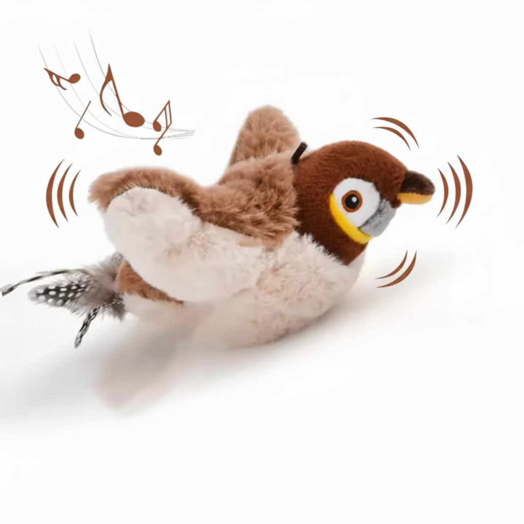 Pájaro interactivo de peluche con sensor de movimiento