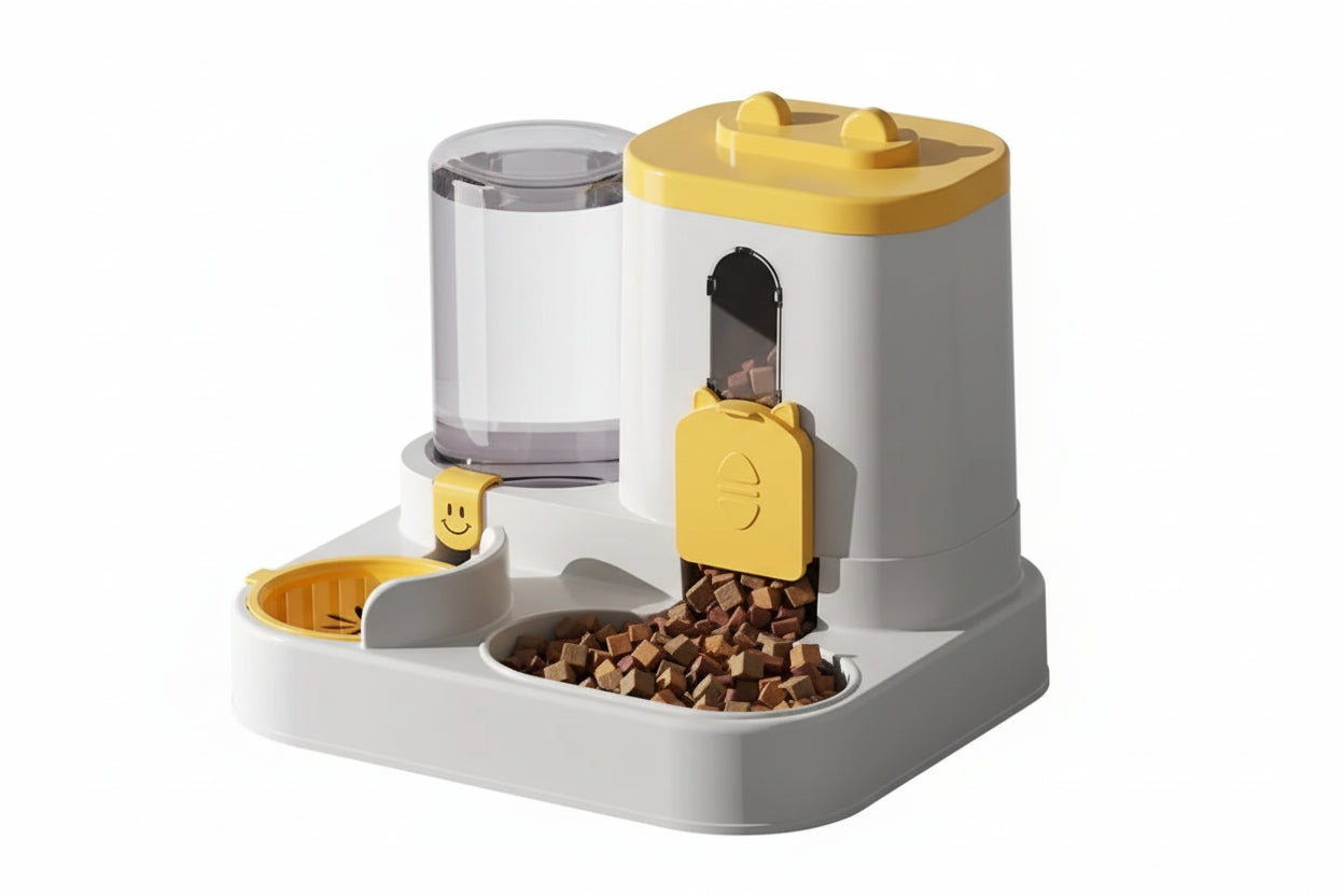 Dispensador de comida y agua para gatos