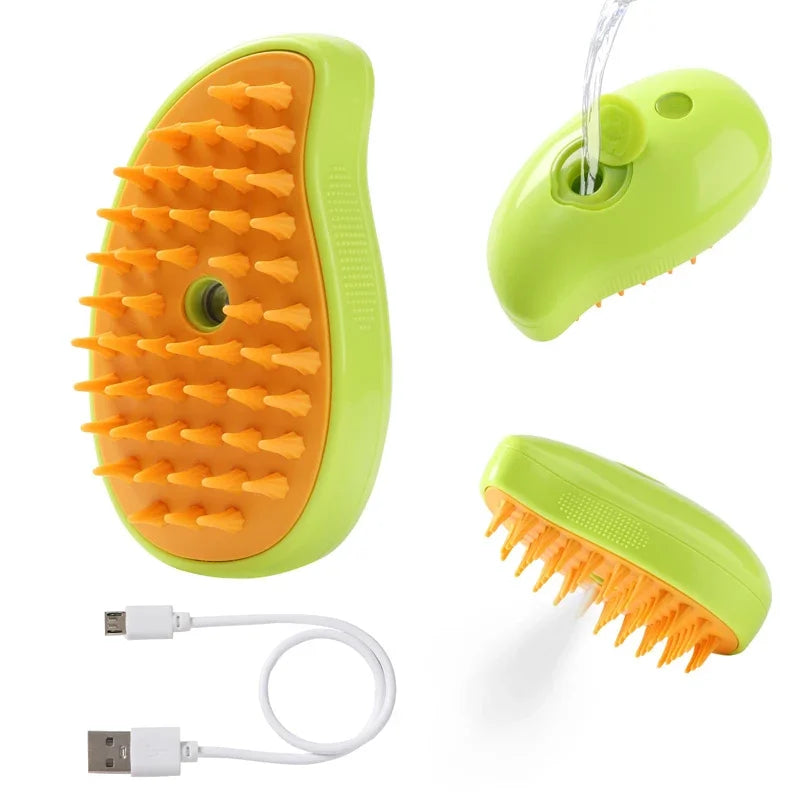 Cepillo de vapor 3 en 1, quita Pelo, peine y masaje para mascotas