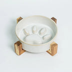 Japanese Style Ceramic Pet Bowl for Dogs and Cats, Slow Feeder Bowl for Puppies, Anti-Choking, Anti-Tipping