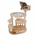 MimoPaws Árbol para Gatos de Madera premium Maciza Natural con Hamaca de Acrílico