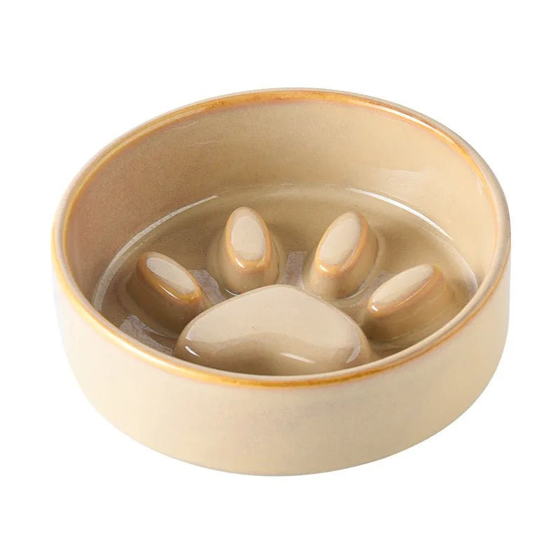 Japanese Style Ceramic Pet Bowl for Dogs and Cats, Slow Feeder Bowl for Puppies, Anti-Choking, Anti-Tipping