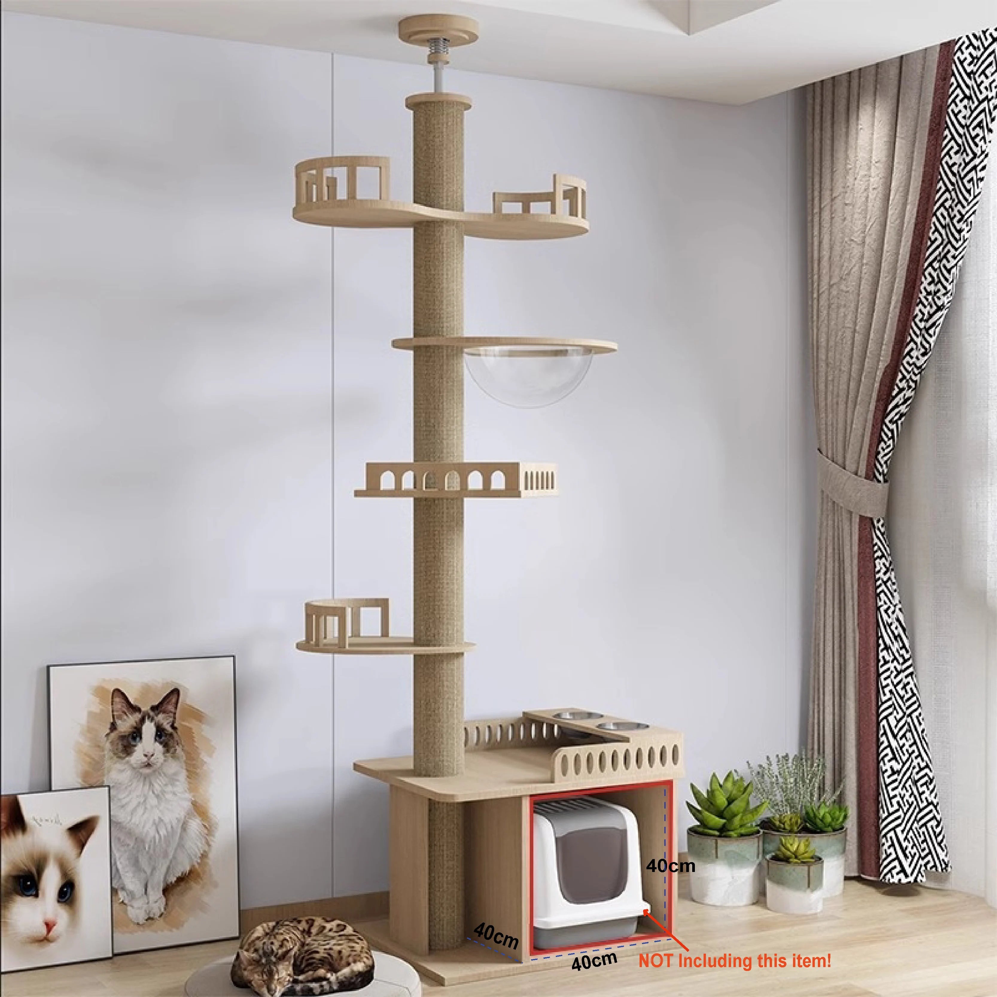 MimoPaws Casa de árbol Ajustable y Personalizable de madera solida para gatos