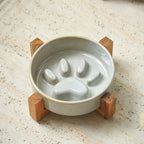 Japanese Style Ceramic Pet Bowl for Dogs and Cats, Slow Feeder Bowl for Puppies, Anti-Choking, Anti-Tipping