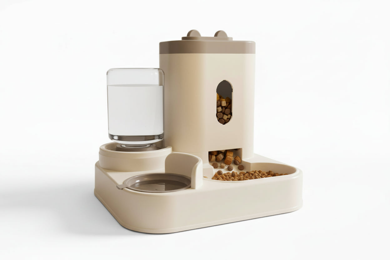 Dispensador de comida y agua para gatos