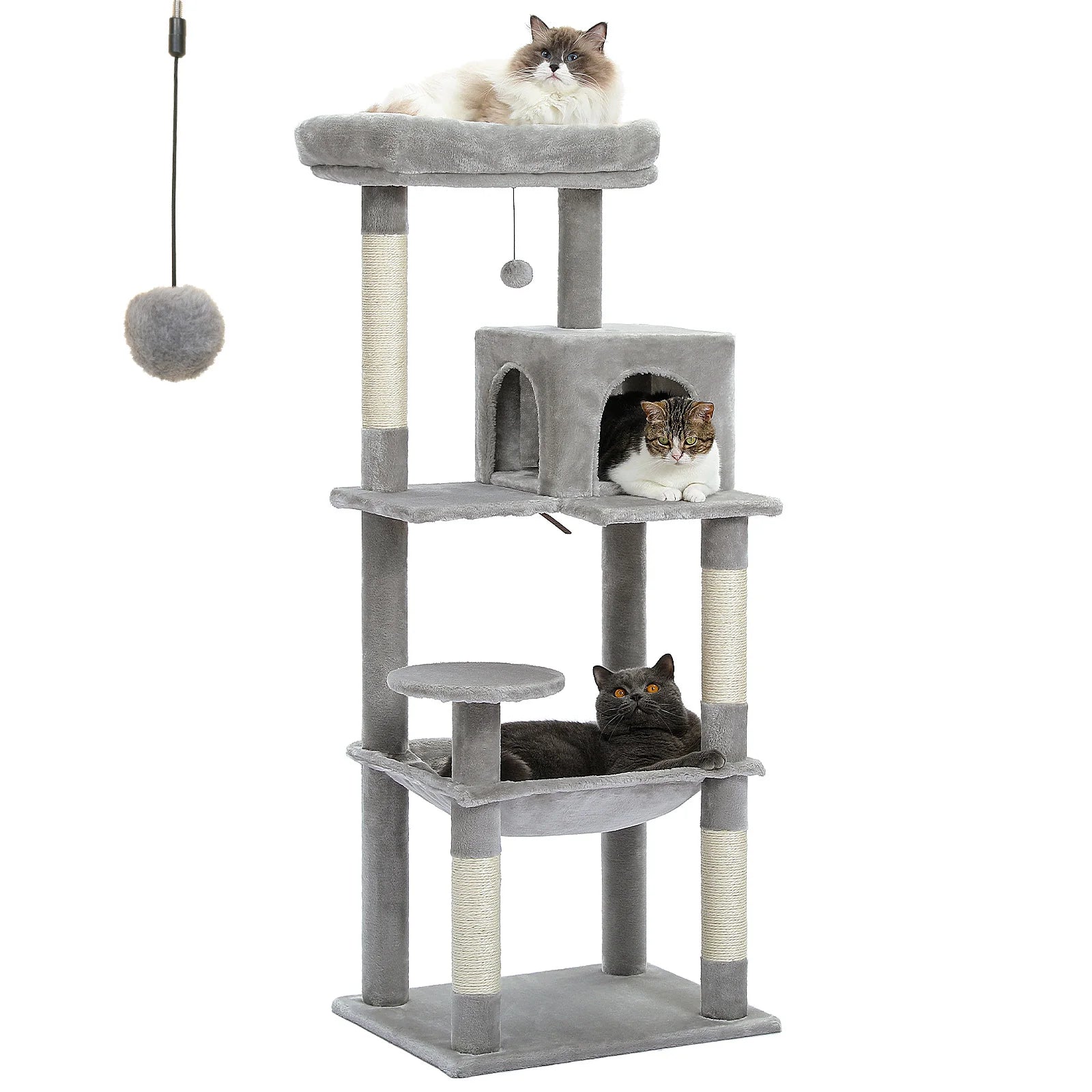 Árbol para gatos de interior de 143 cm, con 5 niveles
