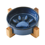 Japanese Style Ceramic Pet Bowl for Dogs and Cats, Slow Feeder Bowl for Puppies, Anti-Choking, Anti-Tipping