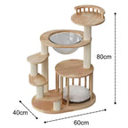 MimoPaws Árbol para Gatos de Madera premium Maciza Natural con Hamaca de Acrílico