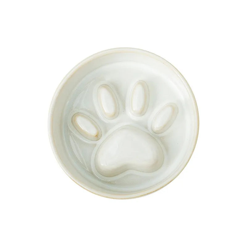 Japanese Style Ceramic Pet Bowl for Dogs and Cats, Slow Feeder Bowl for Puppies, Anti-Choking, Anti-Tipping