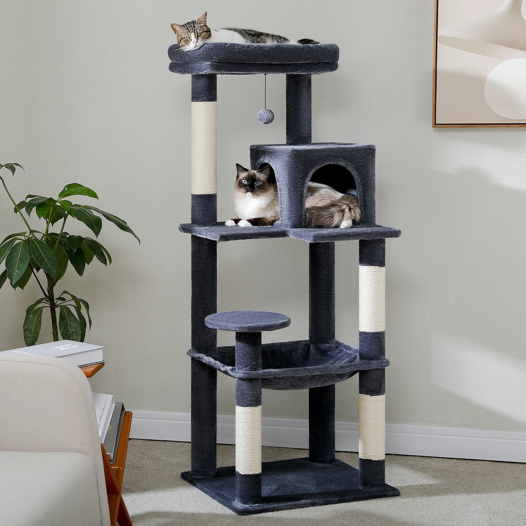 Árbol para gatos de interior de 143 cm, con 5 niveles