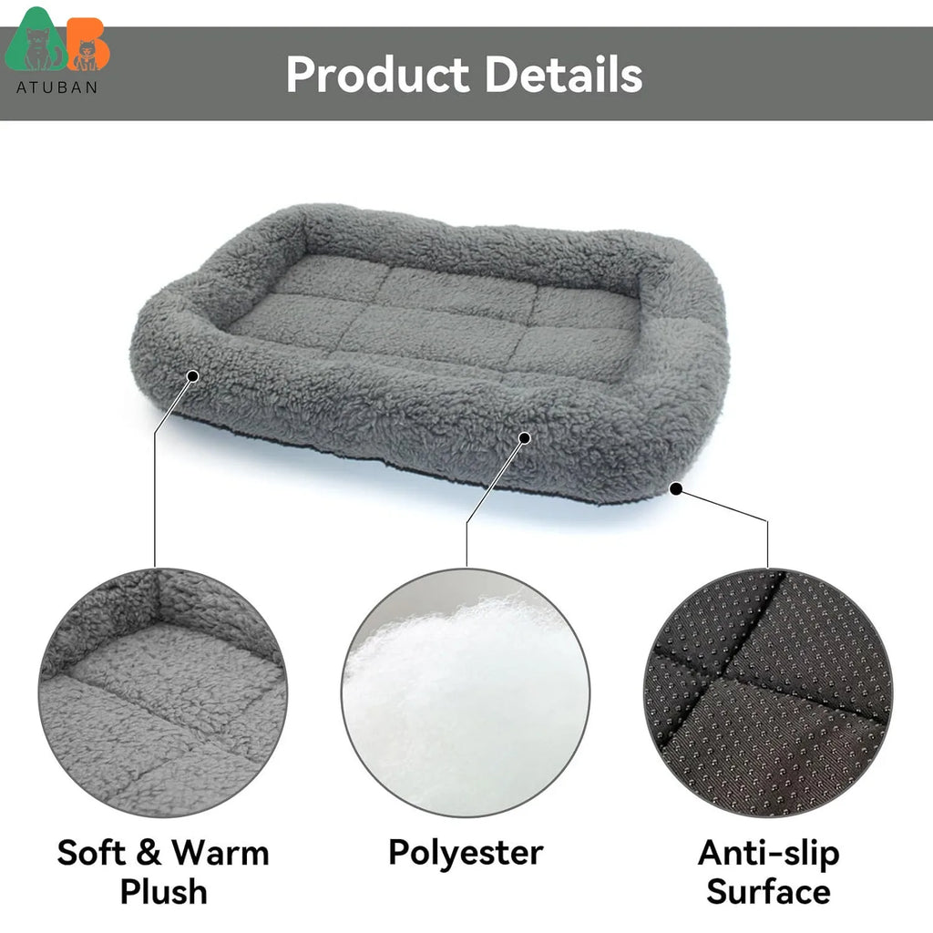 ATUBAN Cama y Almohada Acolchada de Felpa para Mascotas