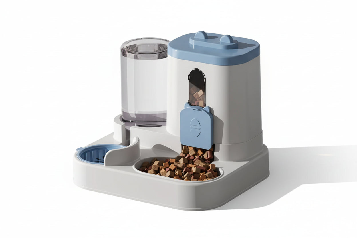 Dispensador de comida y agua para gatos