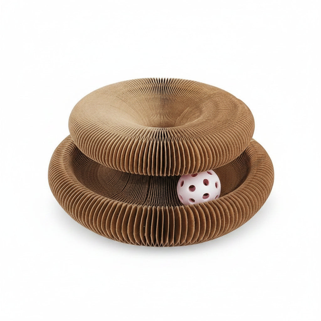Tablero Rascador Plegable para Gatos con Juguete Interactivo
