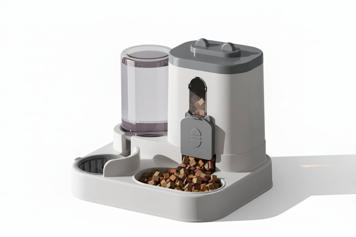 Dispensador de comida y agua para gatos