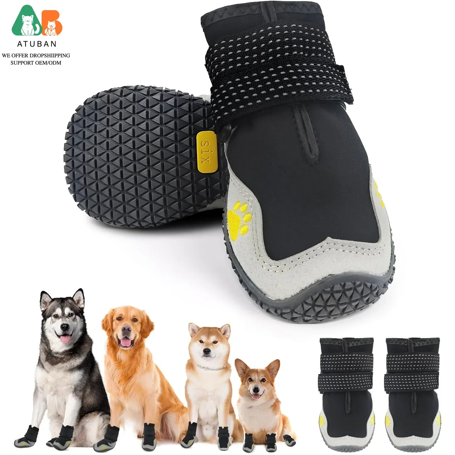 Botas Impermeables y Transpirables ATUBAN para Perros Medianos y Grandes