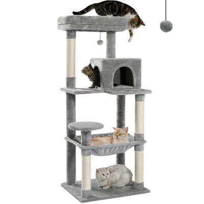 Árbol para gatos de interior de 143 cm, con 5 niveles